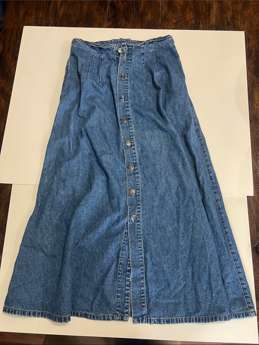 Lizwear Button-Front Blue Denim Maxi Skirt - Picture 1 of 12